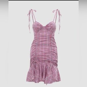 NWT Cider Red Check Fishtail Mini Dress